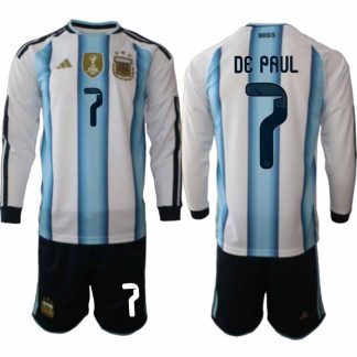 Nogometni dresi Kompleti Argentina Domači SP 2026 Rodrigo De Paul #7 Moški Dolgi Rokav
