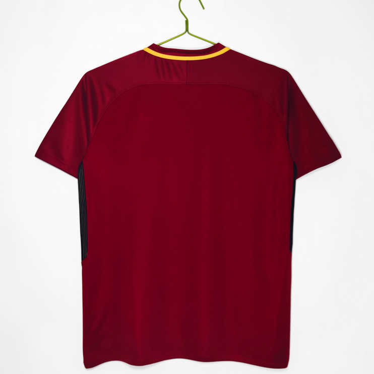 Poceni Moški retro nogometni dres AS Roma Domači 2017-18 Kratek Rokav