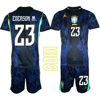 Otroški dresi komplet Brazilija Ederson Moraes #23 Gostujoči SP 2026