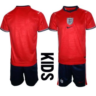 Nogometni dresi kompleti Anglija Gostujoči SP 2026 rdeča črna Otroški