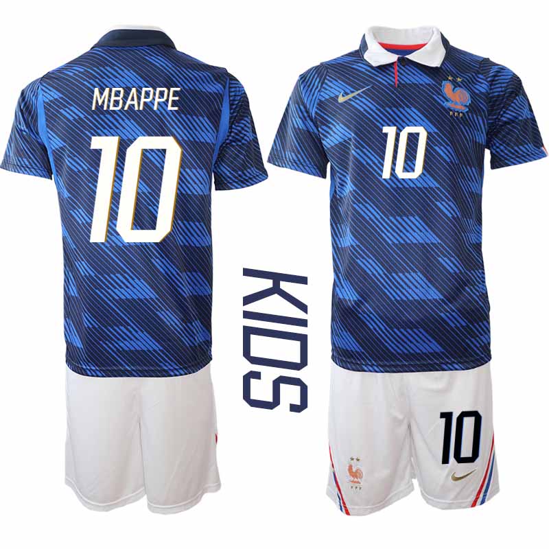 Najcenejši Otroški nogometni dresi kompleti Francija SP 2026 Kylian Mbappé #10 Domači