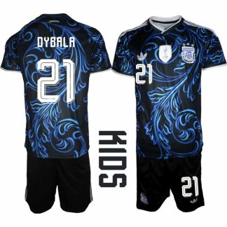 Otroški Nogometni dresi Argentina Paulo Dybala #21 Gostujoči SP 2026 + Kratke hlače