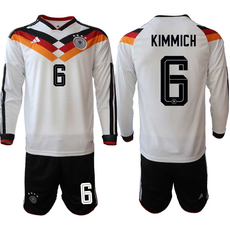 Poceni Nogometni dresi Nemčija DFB Joshua Kimmich #6 Domači SP 2026 Dolgi Rokav + Kratke hlače