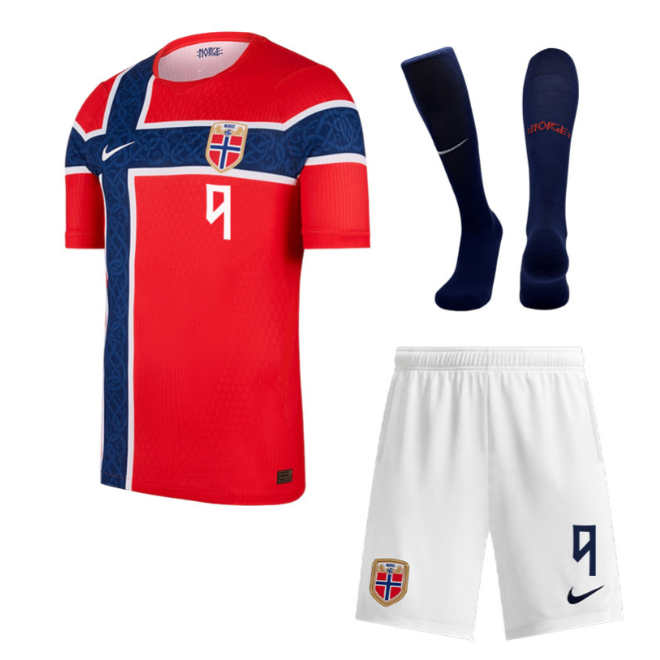 Otroški nogometni dresi Erling Haaland #9 Norveška SP 2026 Domači