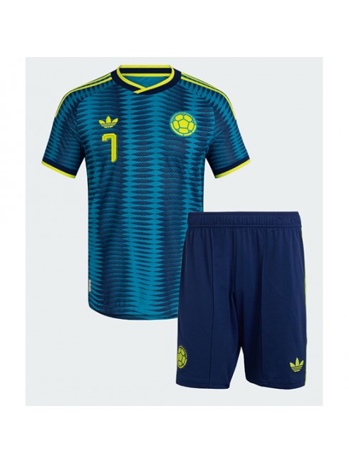 Otroški dres Kolumbija SP 2026 Luis Diaz #7 Gostujoči kompleti -1