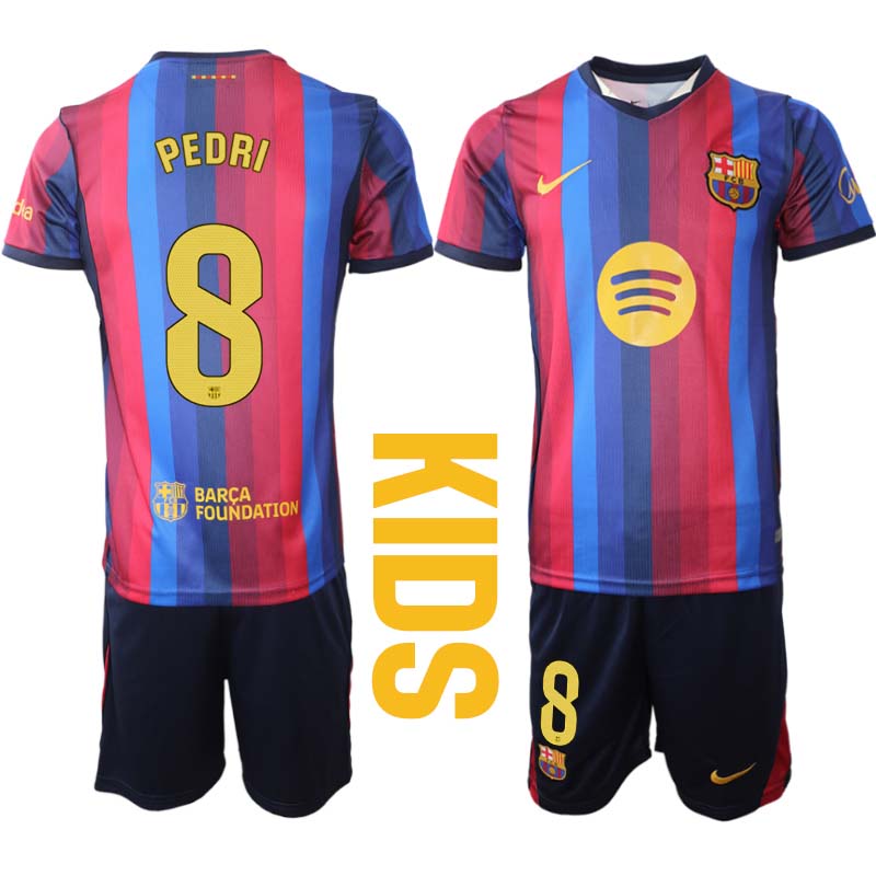 Otroški dresi za nogomet FC Barcelona 2026-27 Pedri Gonzalez #8 Domači