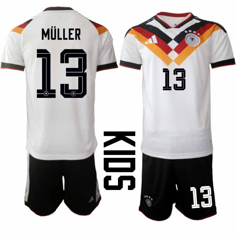 Otroški nogometni dresi komplet Nemčija DFB SP 2026 Thomas Müller #13 Domači