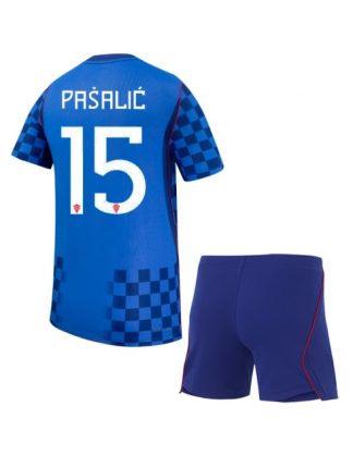 Nogometni dresi za otroke kompleti Hrvaška SP 2026 Mario Pasalic #15 Gostujoči