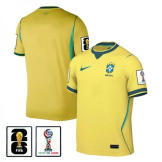 Poceni Nogometni dresi Brazilija SP 2026 Domači z značko Moški Kratek Rokav