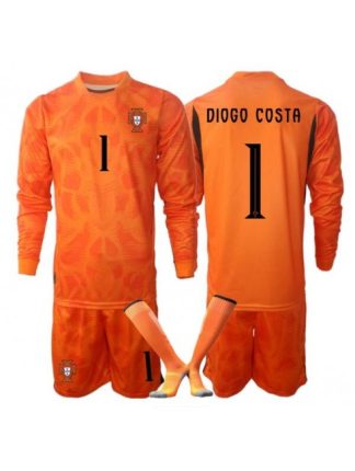 Dresi za otroke kompleti Portugalska SP 2026 Vratar Gostujoči Diogo Costa #1 Dolgi rokav (+ hlače) oranžna