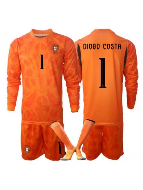 Dresi za otroke kompleti Portugalska SP 2026 Vratar Gostujoči Diogo Costa #1 Dolgi rokav (+ hlače) oranžna