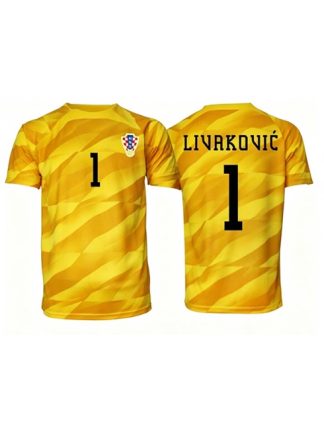 Poceni Vratar dresi Hrvaška SP 2026 Dominik Livakovic #1 Domači rumena Moški Kratek Rokav