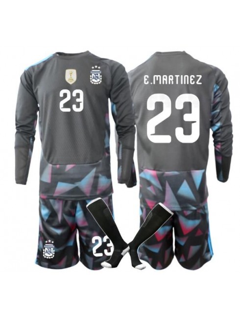 Otroški Vratarski dresi kompleti Argentina SP 2026 Emiliano Martinez #23 Domači Dolgi rokav (+ hlače)