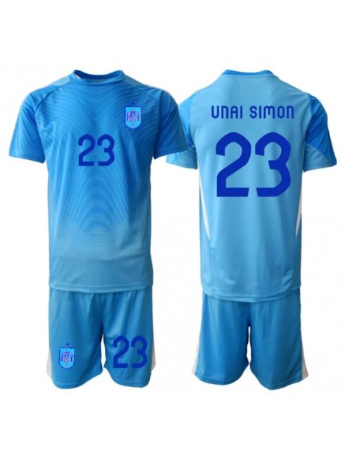 Unai Simon #23 Otroški Nogometni dresi kompleti Španija Domači SP 2026 modra Vratarski