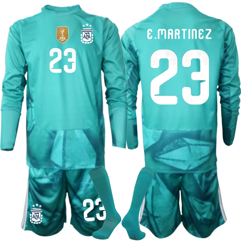 Otroški dresi Argentina SP 2026 Emiliano Martinez #23 Vratarski kompleti Dolgi rokav (+ hlače)