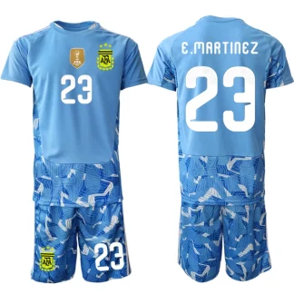 Otroški Nogometni dresi kompleti Argentina SP 2026 Emiliano Martinez #23 Vratarski modra