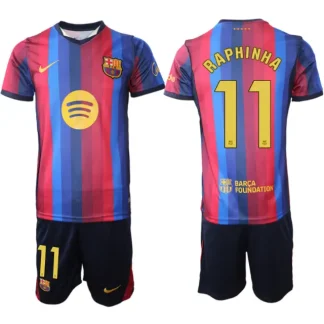 Poceni Nogometni dresi kompleti FC Barcelona 2026-27 Raphinha Belloli #11 Domači Moški