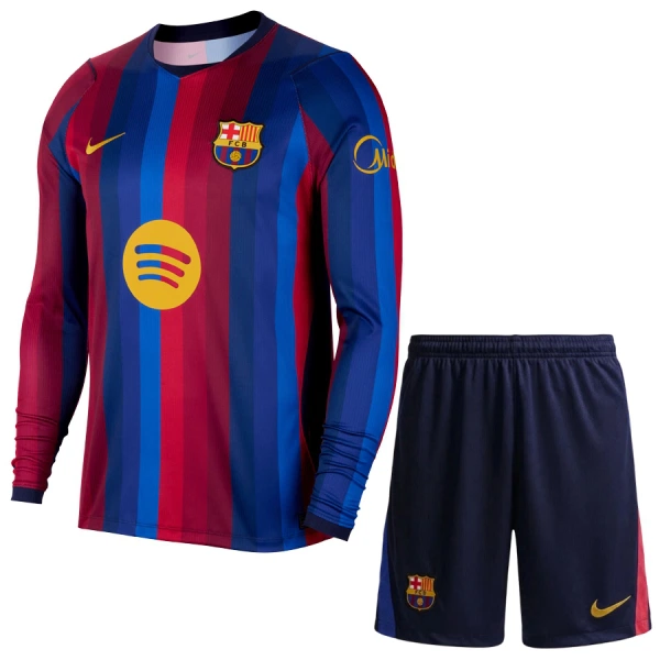 Poceni Otroški nogometni dresi FC Barcelona 2026-27 Domači Dolgi Rokav + Kratke hlače