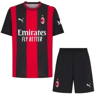 Otroške Nogometnih dresov AC Milan Domači 2026/27 črna in rdeča kompleti