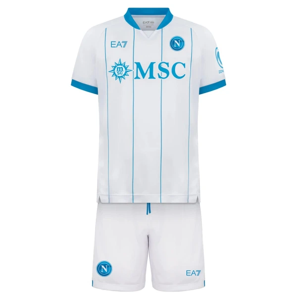 Poceni Nogometni dresi kompleti SSC Napoli Gostujoči 2026-27 bela Otroški