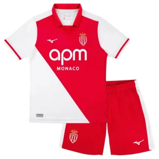 Poceni Nogometni dresi za otroke AS Monaco Domači 2026-27 Kompleti rdeča in bela