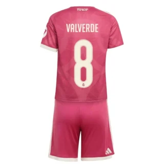 Otroški Nogometni dresi kompleti Real Madrid Tretji 2026-27 Federico Valverde #8 Roza