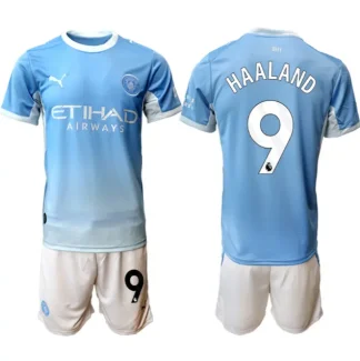 Poceni nogometni dresi Manchester City Erling Haaland #9 Domači 2026-27 Komplet s Kratkimi Hlačami
