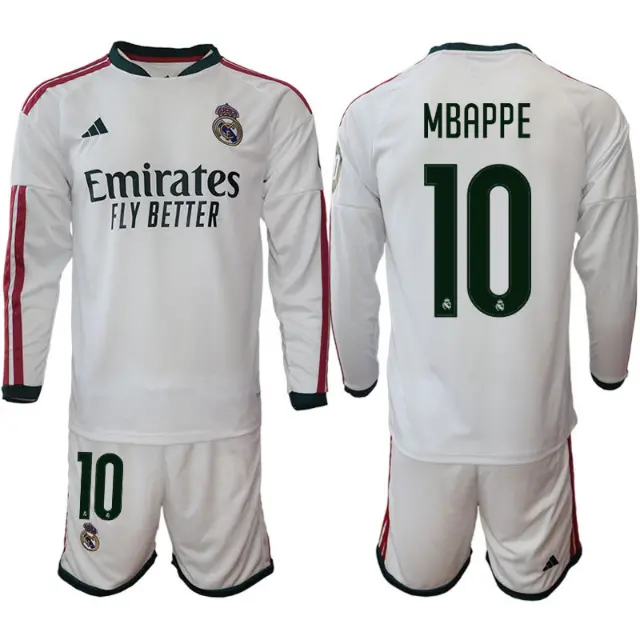 Dresi Real Madrid Domači 2026/27 Kylian Mbappe #10 Dolgi Rokav + Kratke hlače