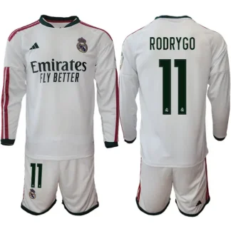 Dresi Real Madrid Domači 2026/27 Rodrygo Goes #11 Dolgi Rokav + Kratke hlače