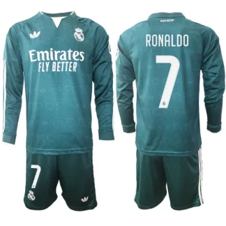 Moški dresi Real Madrid kompleti Gostujoči 2026/27 Cristiano Ronaldo #7 zelena Dolgi Rokav