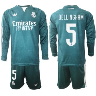 Moški dresi Real Madrid kompleti Gostujoči 2026/27 Jude Bellingham #5 zelena Dolgi Rokav