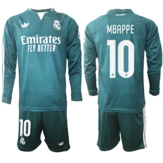 Moški dresi Real Madrid kompleti Gostujoči 2026/27 Kylian Mbappe #10 zelena Dolgi Rokav