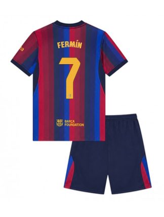 Poceni Nogometni dresi kompleti Barcelona Fermin Lopez #7 Domači 2026-27 Otroški