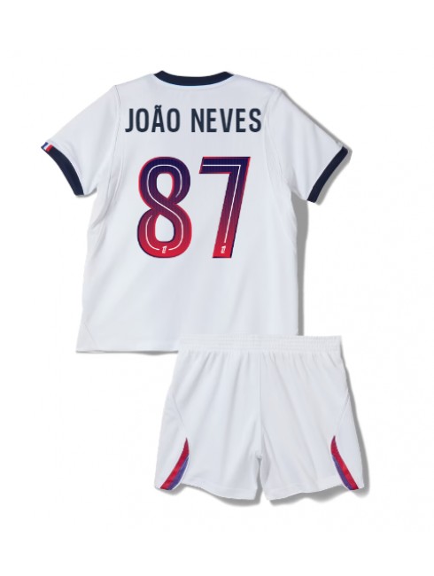 Poceni Otroški dresi kompleti Paris Saint-Germain PSG Joao Neves #87 Gostujoči 2026-27