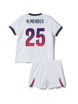 Poceni Otroški dresi kompleti Paris Saint-Germain PSG Nuno Mendes #25 Gostujoči 2026-27
