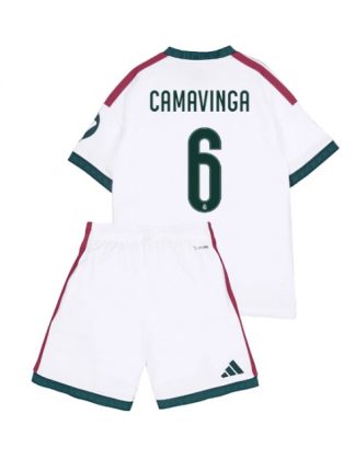 Poceni Otroški dresi kompleti Real Madrid Eduardo Camavinga #6 Domači 2026-27