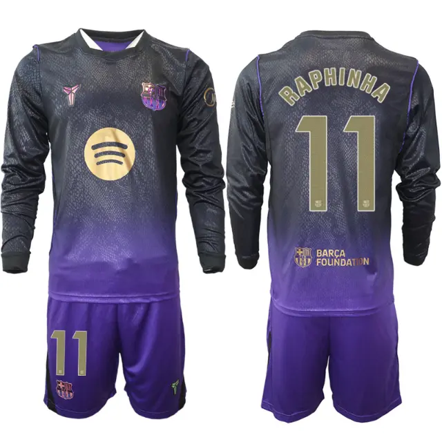 Poceni dresi kompleti z dugi rokavi FC Barcelona 2026-27 Raphinha Belloli #11 Gostujoči
